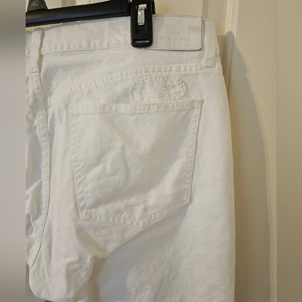 Lauren Ralph Lauren Women's White Eyelet Jeans Relaxed Taper Size 16 - Picture 9 of 9